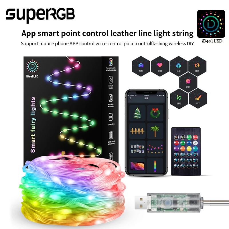 Guirnalda de luces LED RGB para decoración de pared, tira de luces de 5M, 10M y 20M, con USB de color de ensueño, con aplicación de luces inteligentes, para fiestas y manualidades