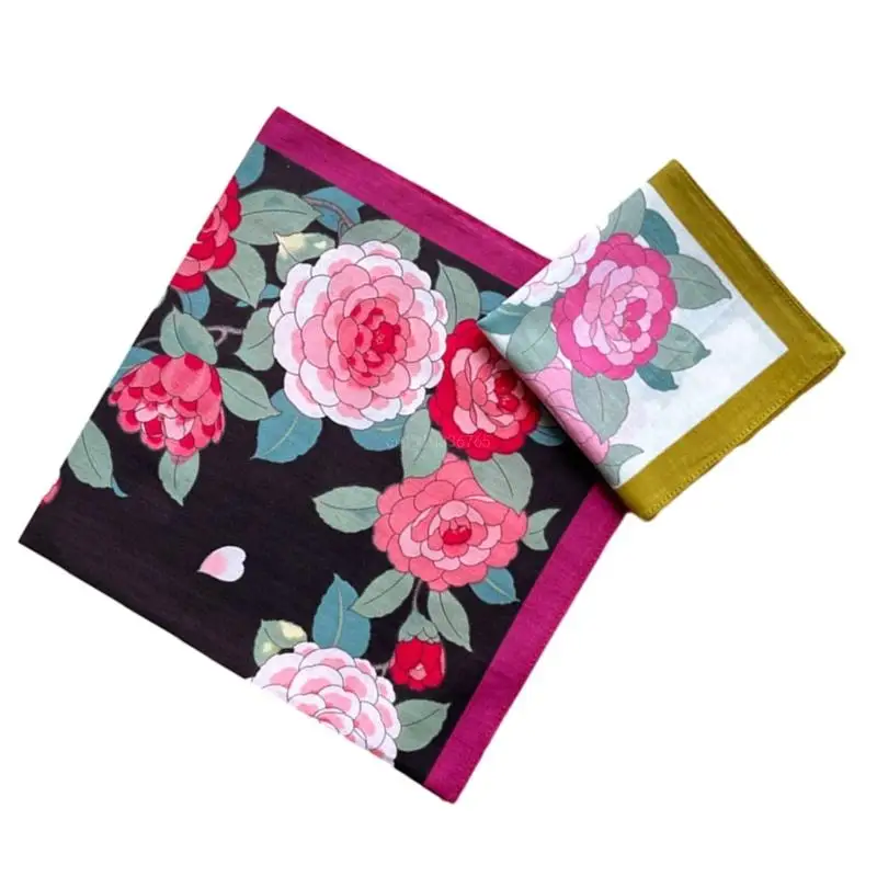 น้ำหนักเบาผ้าเช็ดหน้าที่มีสีสันดอกไม้รูปแบบ Hankie ล้างทำความสะอาดได้ผ้าเช็ดตัวกระเป๋าผ้าเช็ดหน้าสำหรับผู้ใหญ่งานแต่งงาน X4YC