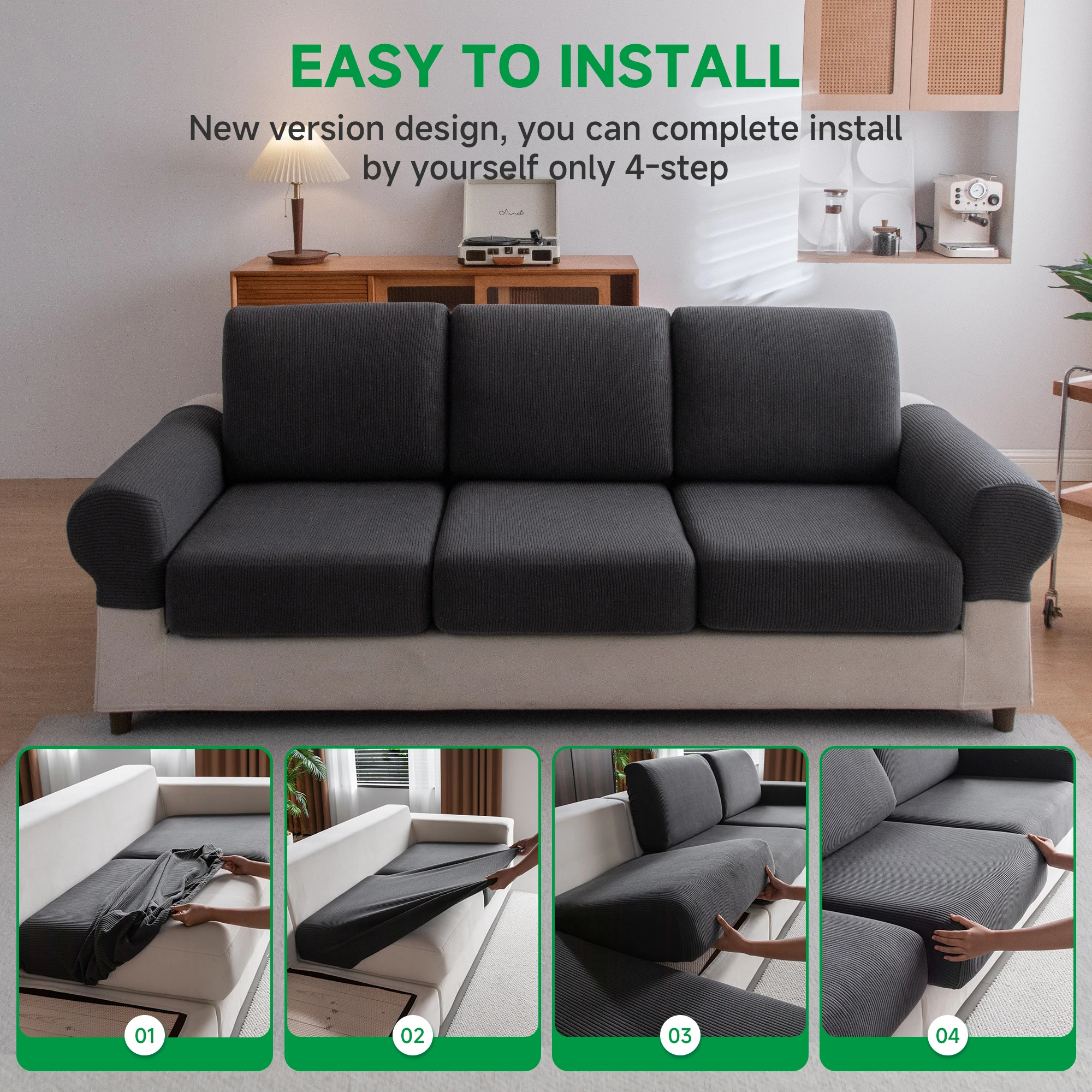 Funda de sofá impermeable, funda de sofá elástica ajustable de lujo para sala de estar, funda de asiento de sofá de 1, 2, 3 y 4 plazas, conjunto completo en forma de L