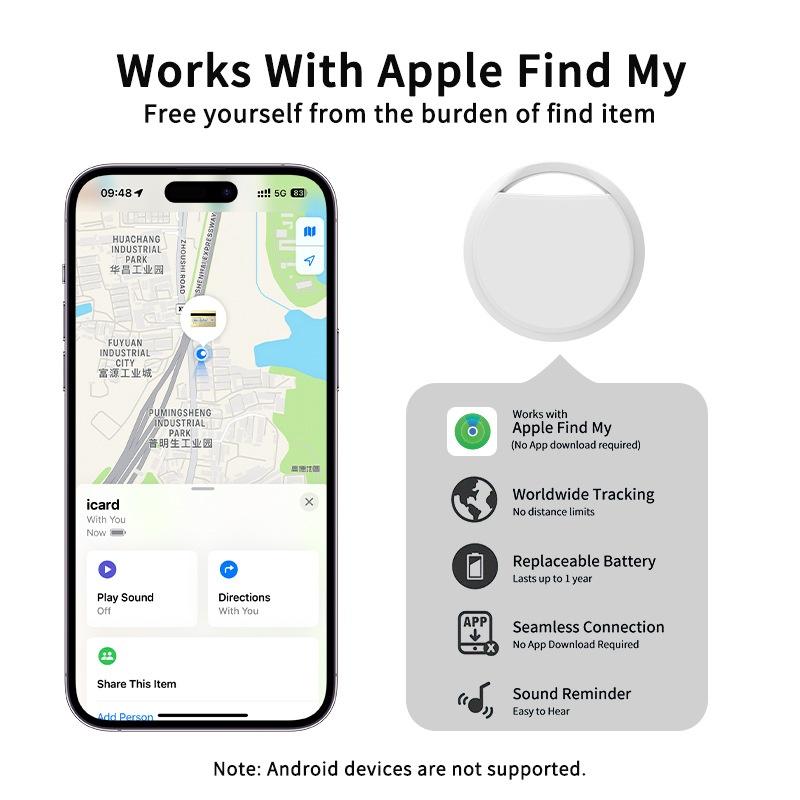 GPS Smart Air tag Bluetooth Dispositivo anti-perda Rastreador inteligente para chaves carteira de bagagem Smart tag Funciona com Apple Find My (somente iOS)