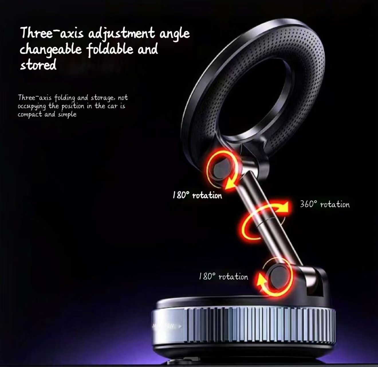 Suporte magnético forte para celular 720 °   Suporte redondo dobrável para carro Suporte para telefones universais Suportes de montagem no carro