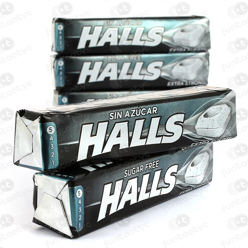 CARAMELOS HALLS EXTRA FUERTES MENTA SIN AZUCAR CAJA 20 UNDS