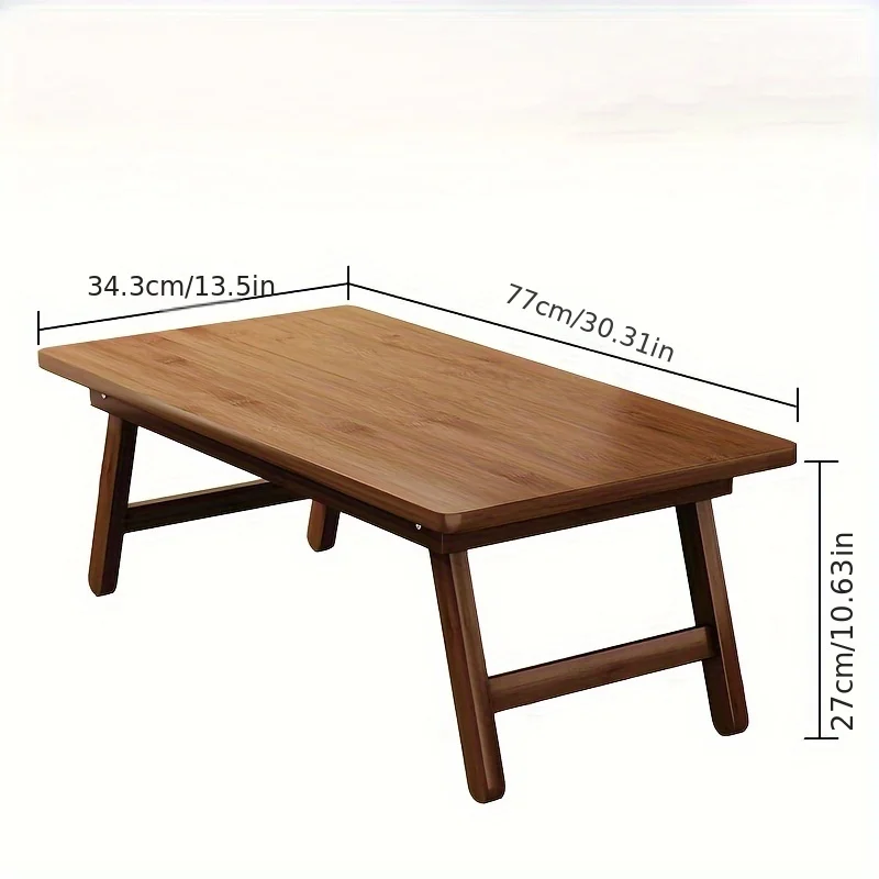 Versatile Foldable Coffee Table - Brown, Bamboo Top, Contemporary Style for Bay Window, Balcony, or Study Area
