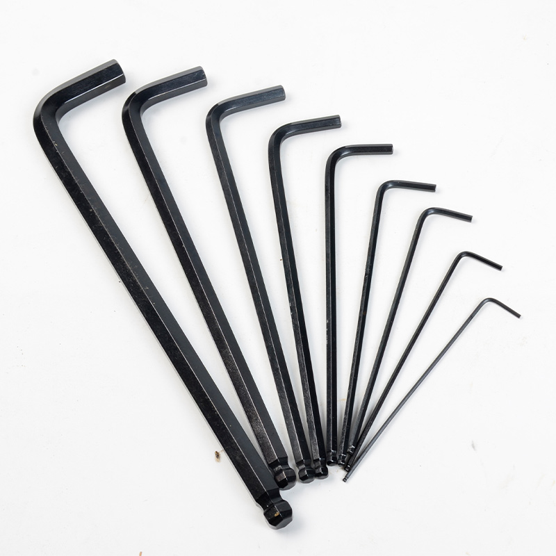 Hexagon Wrench Batch Set, preto brilhante, esférico estendido, médio e longo, combinação geral, 9 pcs