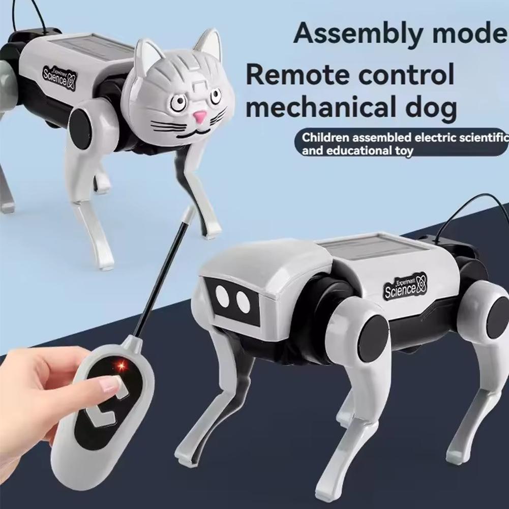 2 IN 1 RC Mechanical สุนัขรีโมทคอนโทรลแมวของเล่นเด็ก DIY Assembly วิทยาศาสตร์หุ่นยนต์ไฟฟ้าสุนัข Cat ชุดเด็กของขวัญ