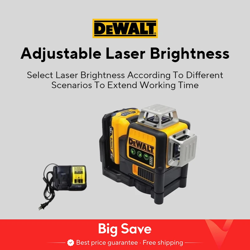 DEWALT DW089LG nivel láser 12 líneas 3x360 grados láser de haz verde Horizontal Vertical para medidor uso al aire libre batería de iones de litio de 12V
