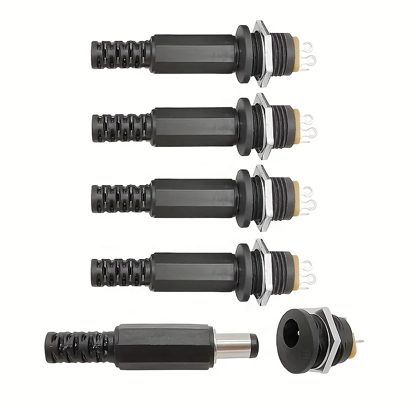 5 คู่ DC12V 5.5x2.1 มม.พลาสติกชายปลั๊ก DC Power Socket แจ็คสกรู Nut Panel Mount Connector