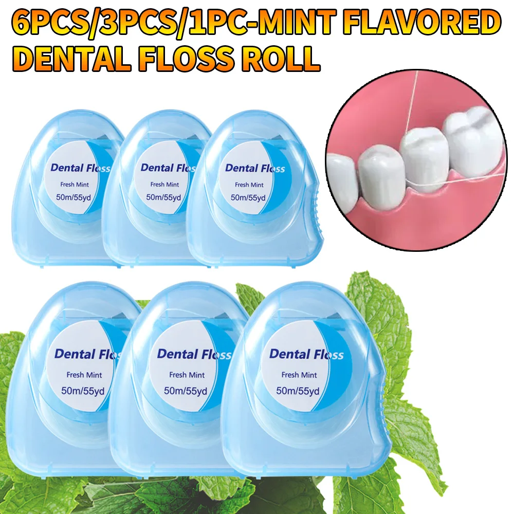 6 uds/3 uds/1 ud. Hilo dental con sabor a menta, compacto, cómodo y rápido para limpiar entre huecos de los dientes