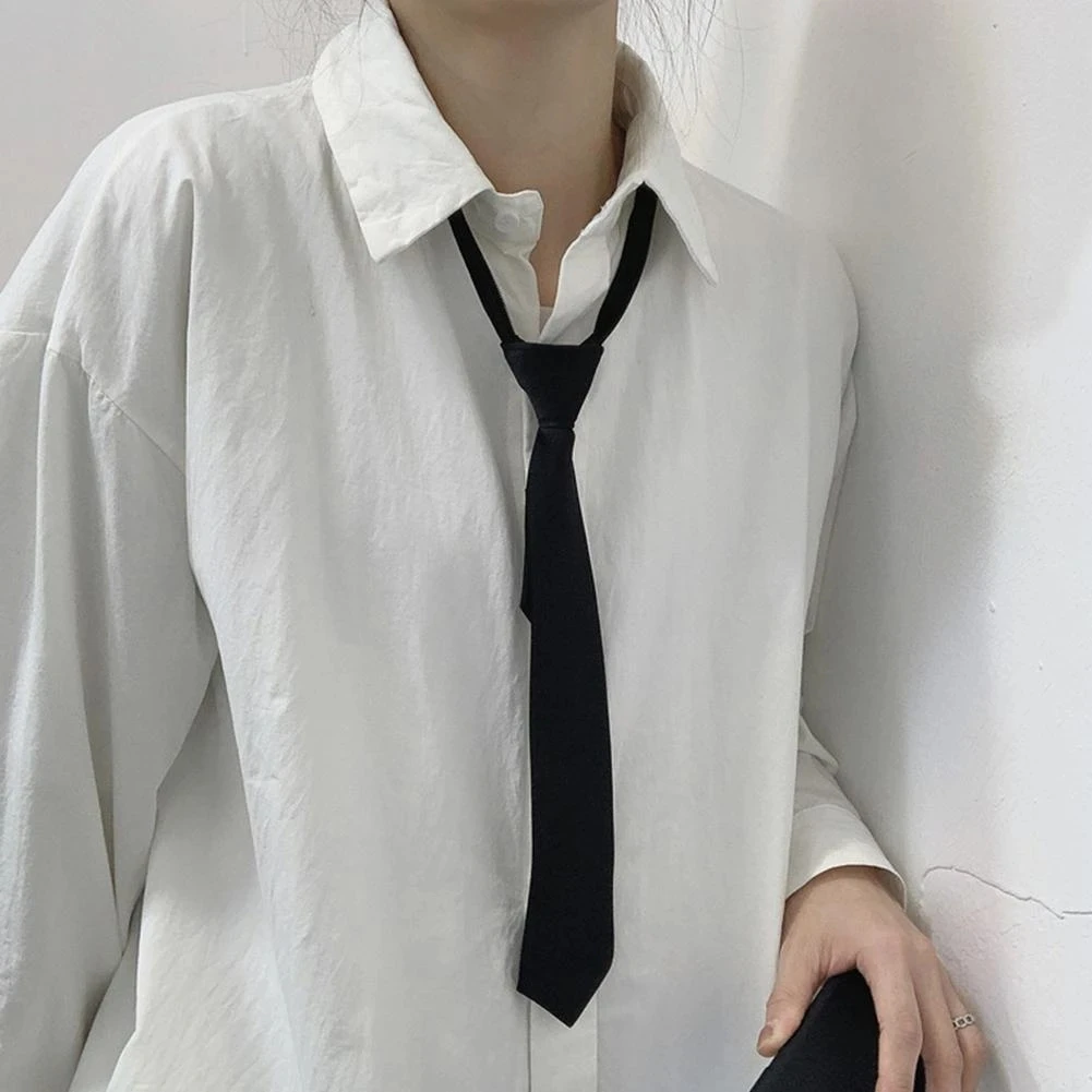 Unisexe noir Simple Clip sur cravate sécurité cravate uniforme chemise costume cravates hôte mat funéraire paresseux cou cravates hommes femmes étudiants