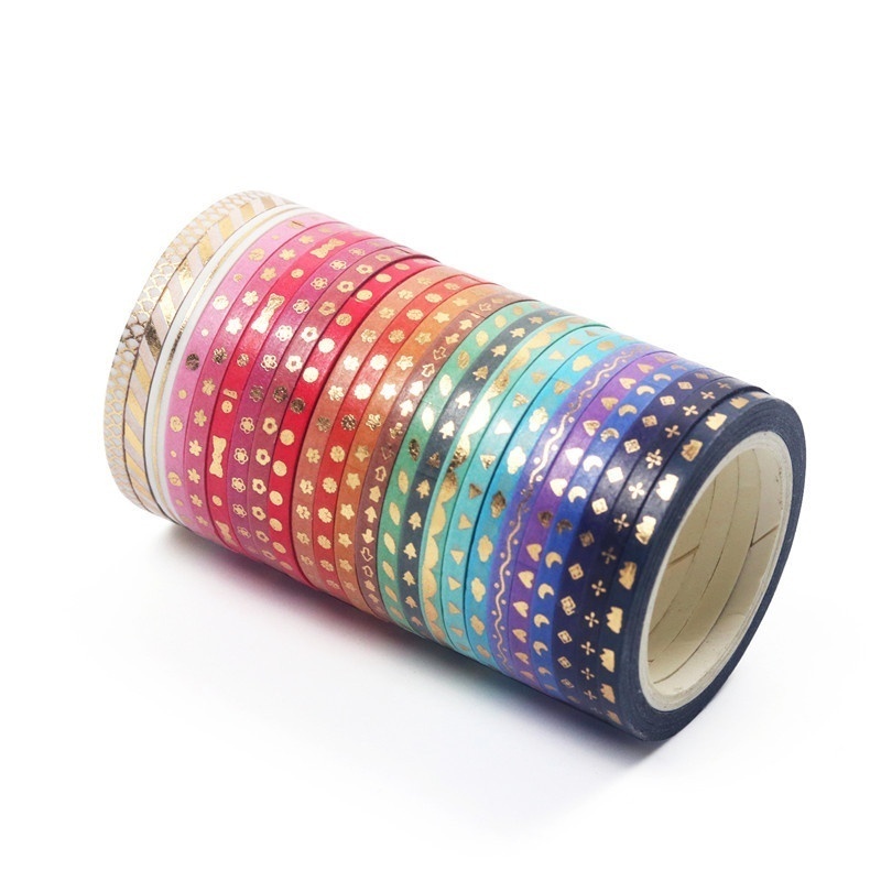 24 ม้วน Glitter รูปแบบ Washi เทปกาวสติกเกอร์มือไดอารี่สติกเกอร์ Masking เทปตกแต่งคริสต์มาส DIY หัตถกรรม