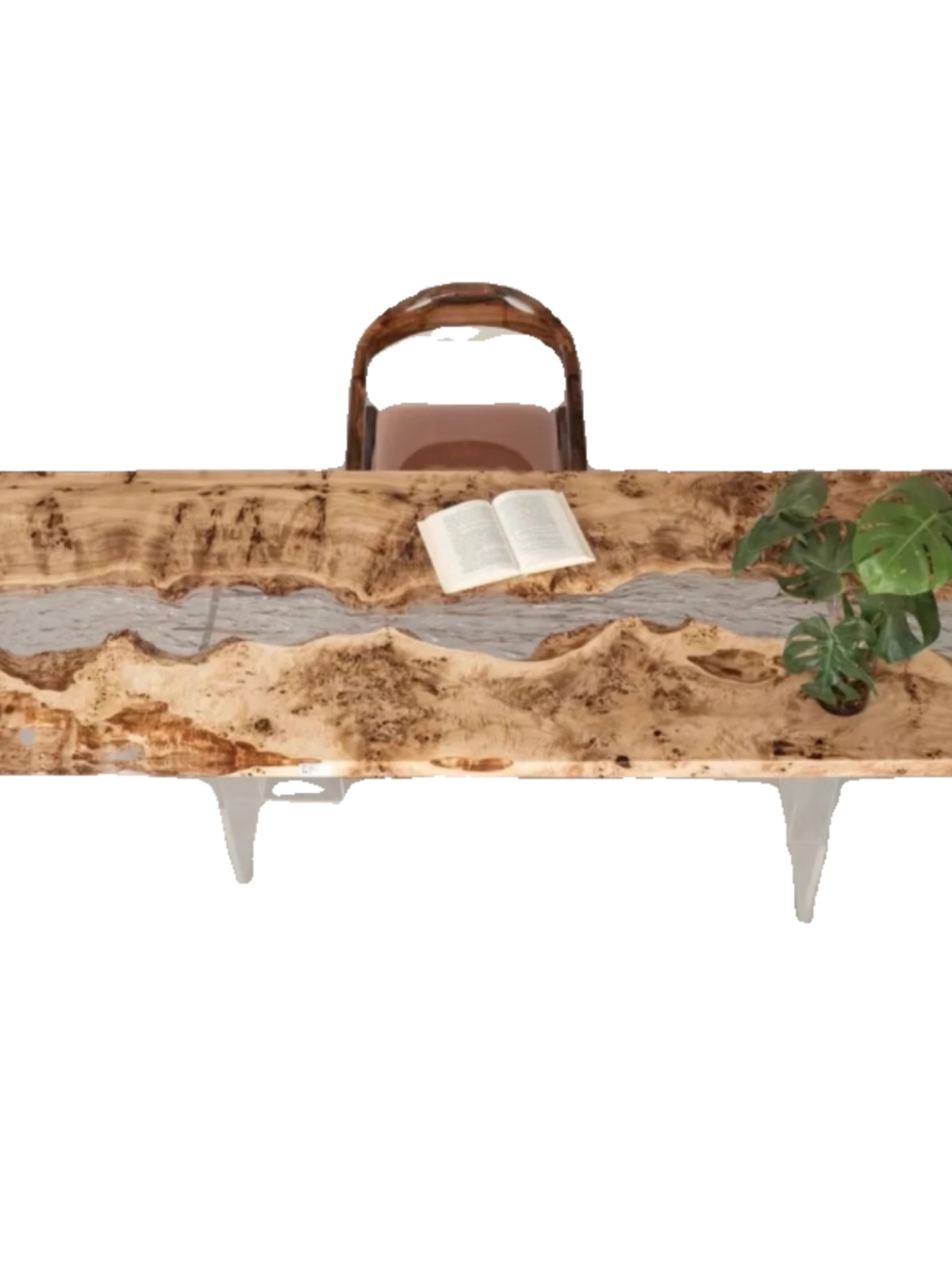 Epoxy resin river glacier crack cloud tea table solid wood large board light luxury