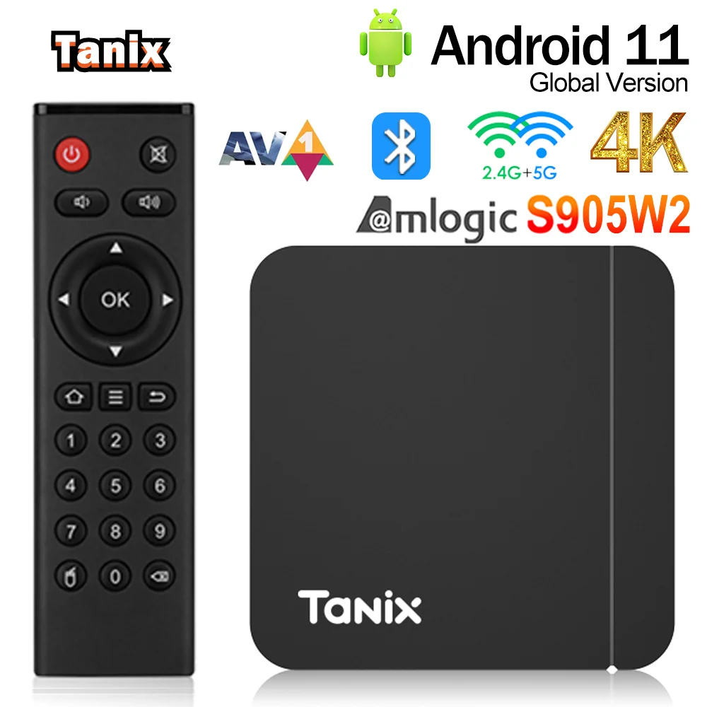 Oryginalny Tanix W2 TV, pudełko Amlogic S905W2 2GB/4GB RAM 16GB 32GB 64GB ROM H.265 3D AV1 BT5.0 2.4G 5G Wifi 4K HDR odtwarzacz dekoder