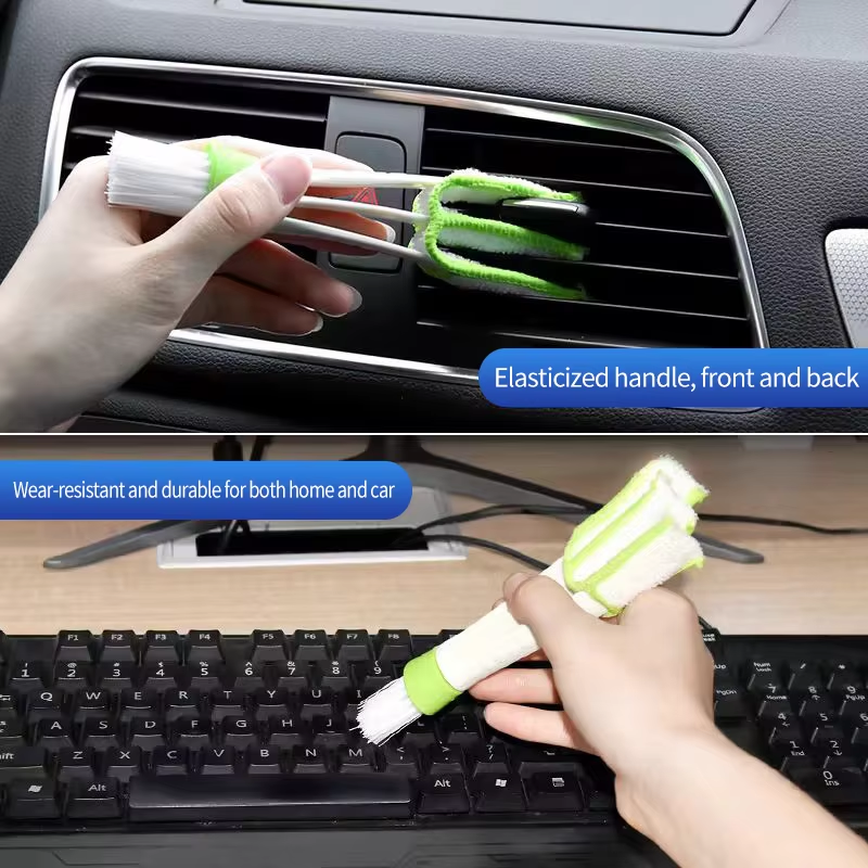 Brosse de ventilation pour climatiseur de voiture, double tête, dépoussiérage, stores de tableau de bord, brosse de nettoyage pour clavier, brosse multi-usage, brosse d'ange