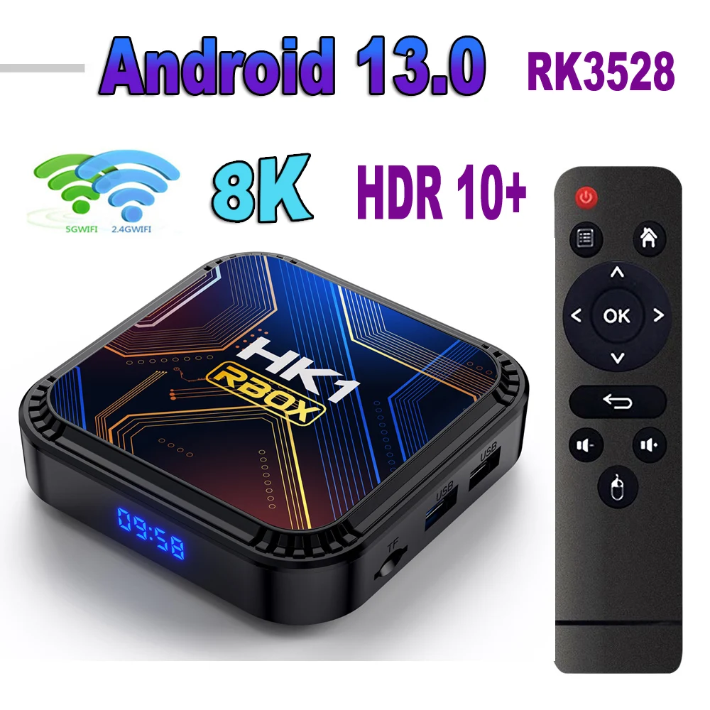 HK1 RBOX K8S Android 13 TV BOX RK3528 64GB 32GB 16GB 2,4G 5G WIFI BT 4,0 8K vedio decodificación reproductor multimedia Set Top receptor