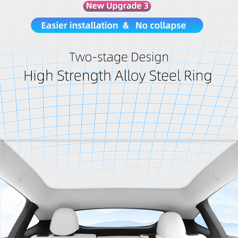 Für Tesla Modell 3Y 2021-2025 Neue Upgrade Eis Tuch Schnalle Sonnenschutz Glas Dach Sonnenschirm Vorne Hinten schiebedach Dachfenster