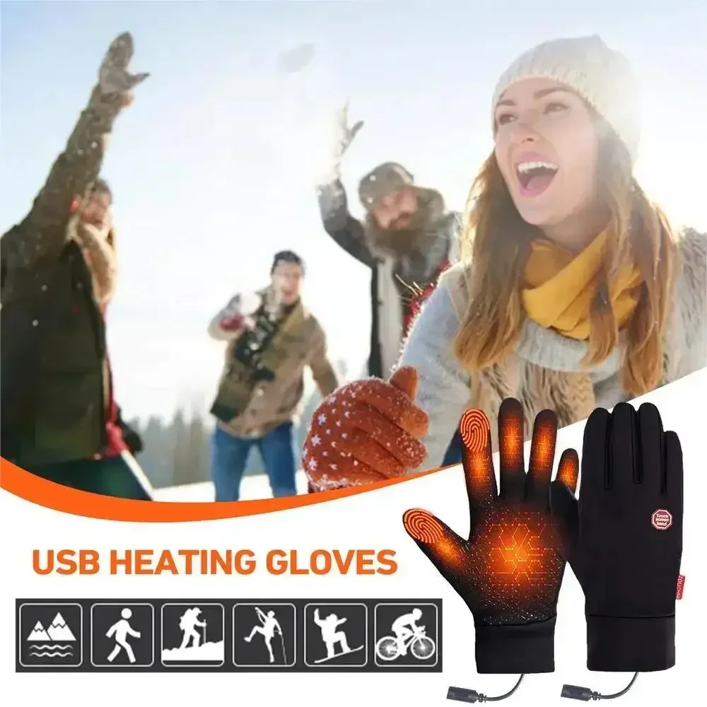 Guantes calefactables/no calentados, forro de invierno, guantes eléctricos con dedos completos para hombre, ciclismo, esquí, pesca, motociclista