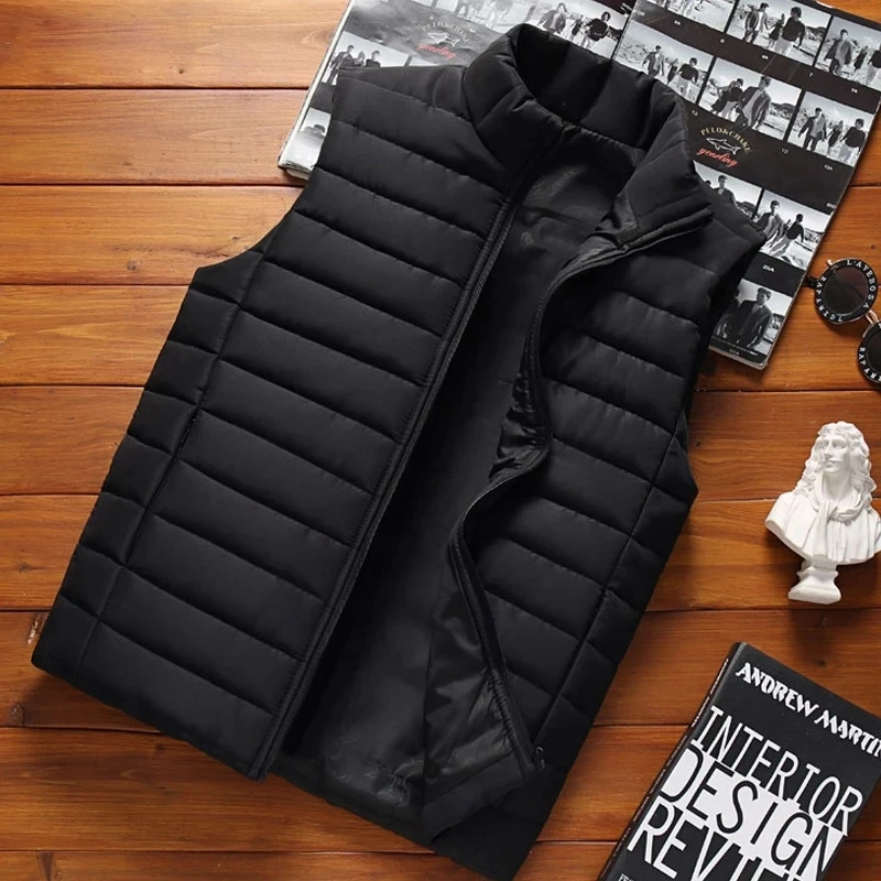 Aiwetin masculino sem mangas colete jaquetas inverno moda masculina algodão-acolchoado colete casacos masculino gola quente coletes roupas 5xl