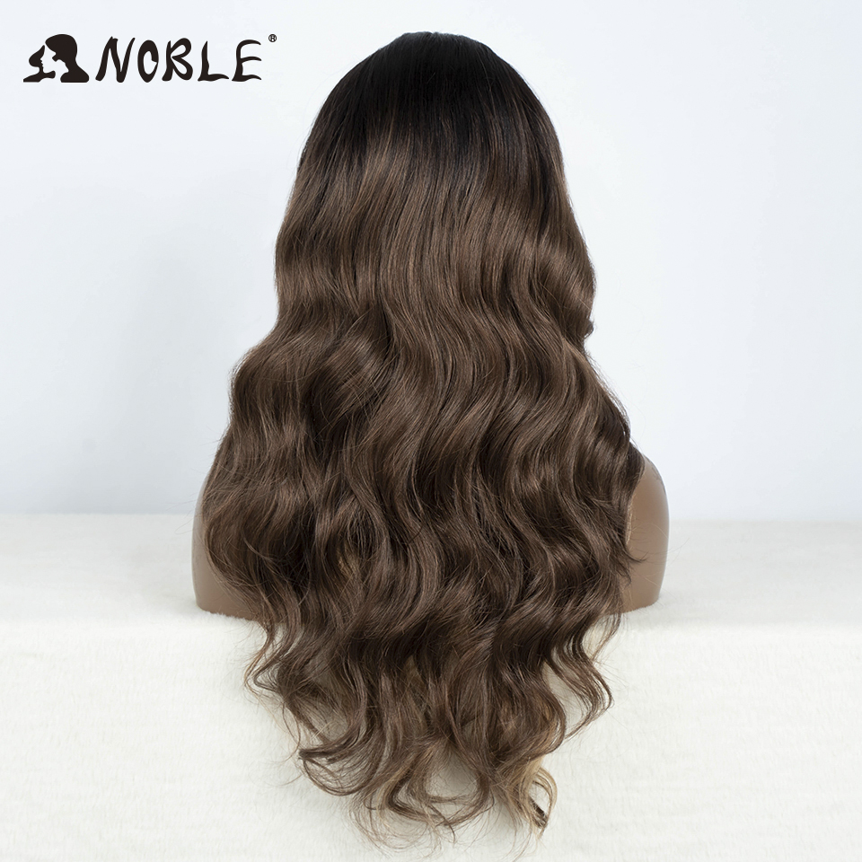 Noble-peluca sintética con malla frontal para mujer, cabellera ondulada de 28 pulgadas, color marrón miel, Rubio