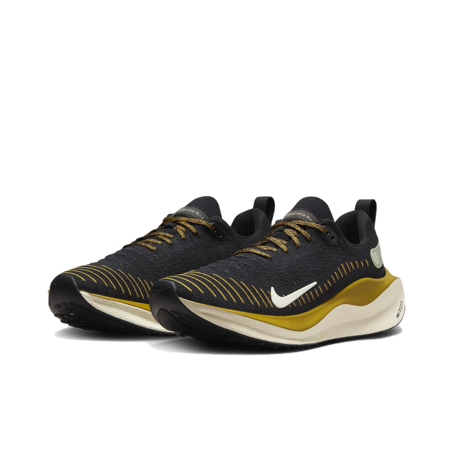 Nike React Infinity Run FLyknit 4 Low Zapatillas para correr informales ligeras para hombre Cómodas y usables Colorway negro y amarillo