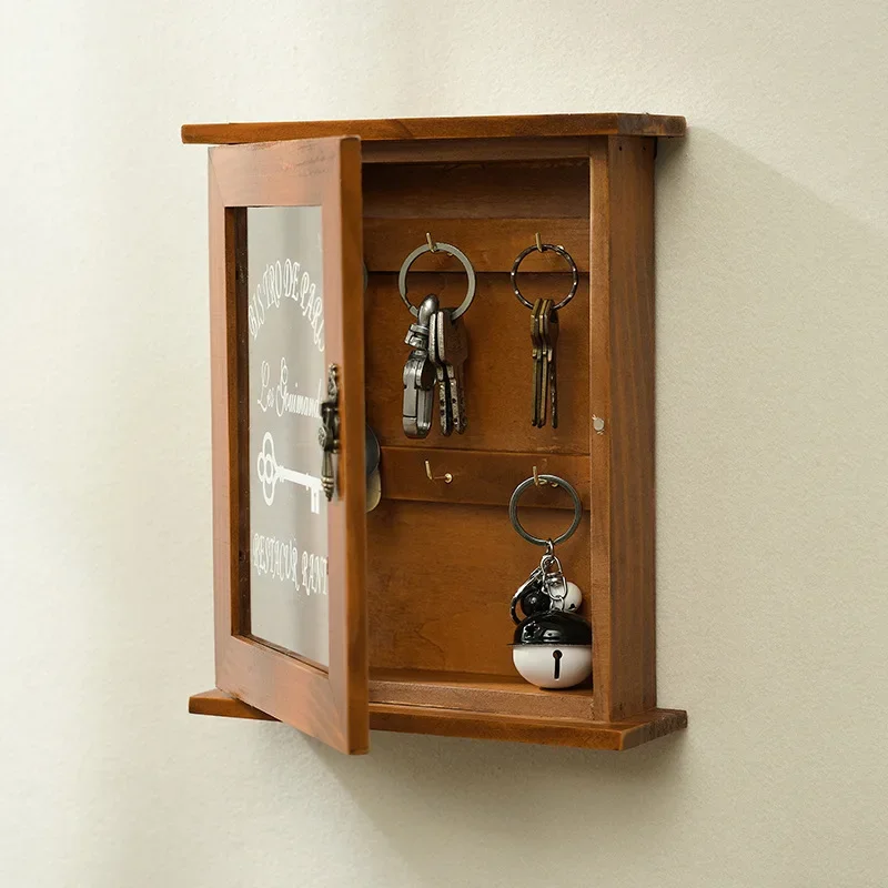 Caixa de armazenamento de chave de madeira maciça parede pendurado porta sala estar creat ve casa acabamento decoração entrada chave armazenamento caixa chave