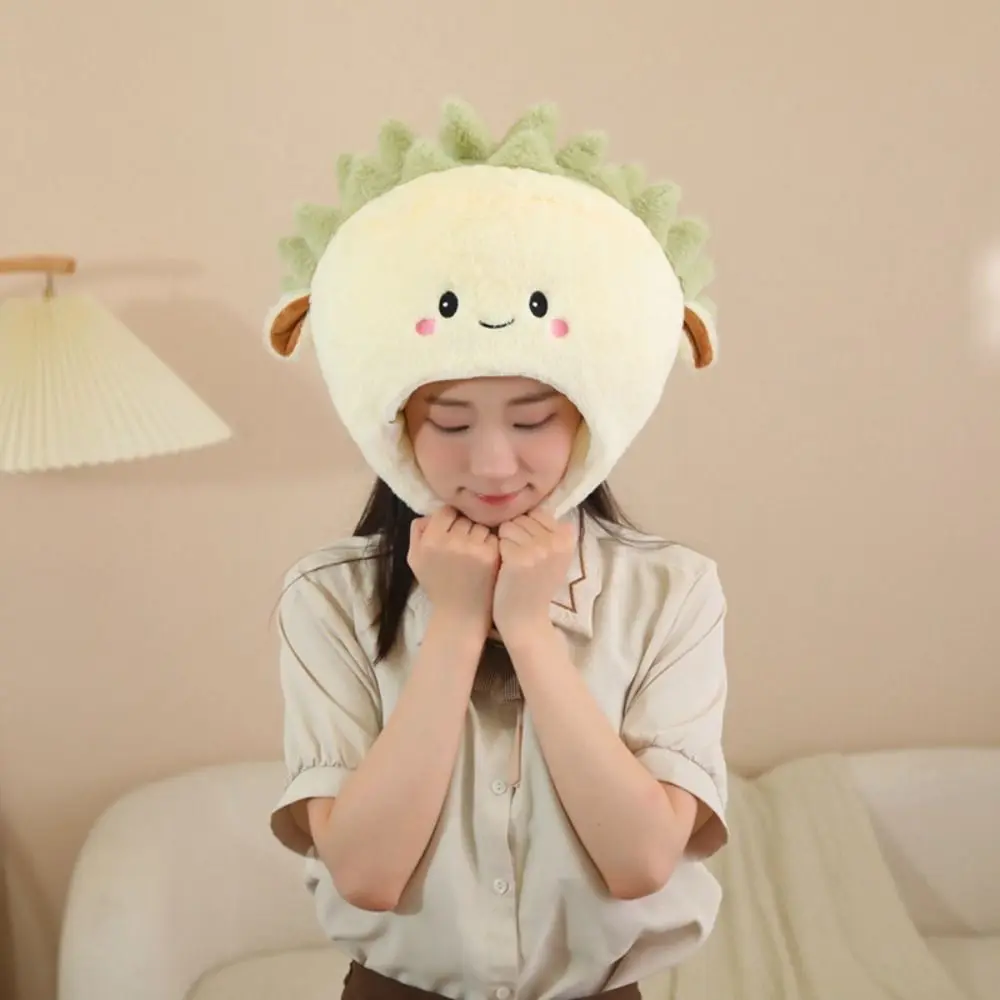 หมวกตุ๊กตายัดไส้ตุ๊กตา Plush ทุเรียนหมวกอบอุ่นหนาหมวก Plush ของเล่นนุ่มสบายทุเรียน Plush หมวกเด็กของขวัญ
