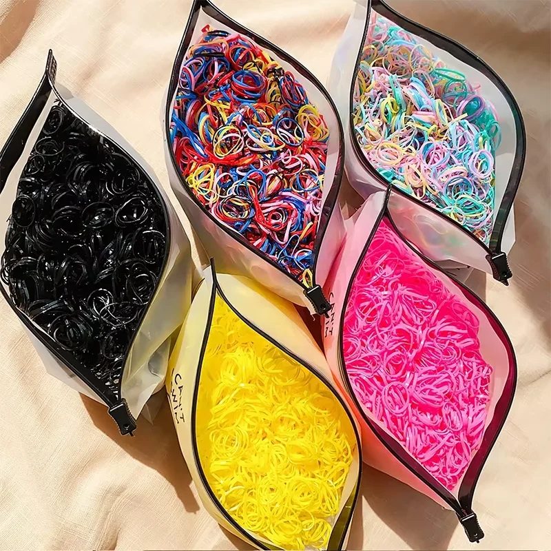 500 unids/set niñas colorido elástico desechable banda de goma suave lazo para el cabello diadema niños Cola de Caballo soporte bandas accesorios para niños
