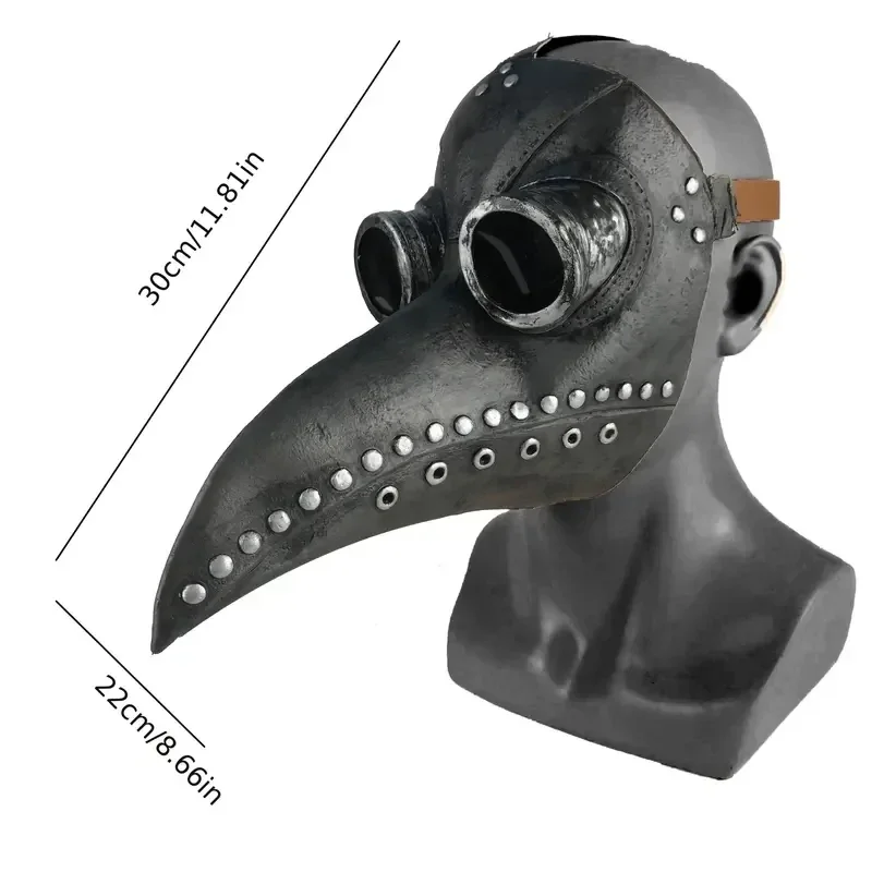Maschera da medico della peste Mantello Vestire Costume Halloween Trendy Gioco spettrale Maschera con becco di uccello in pelle Cospaly Steampunk Fotografia Prop