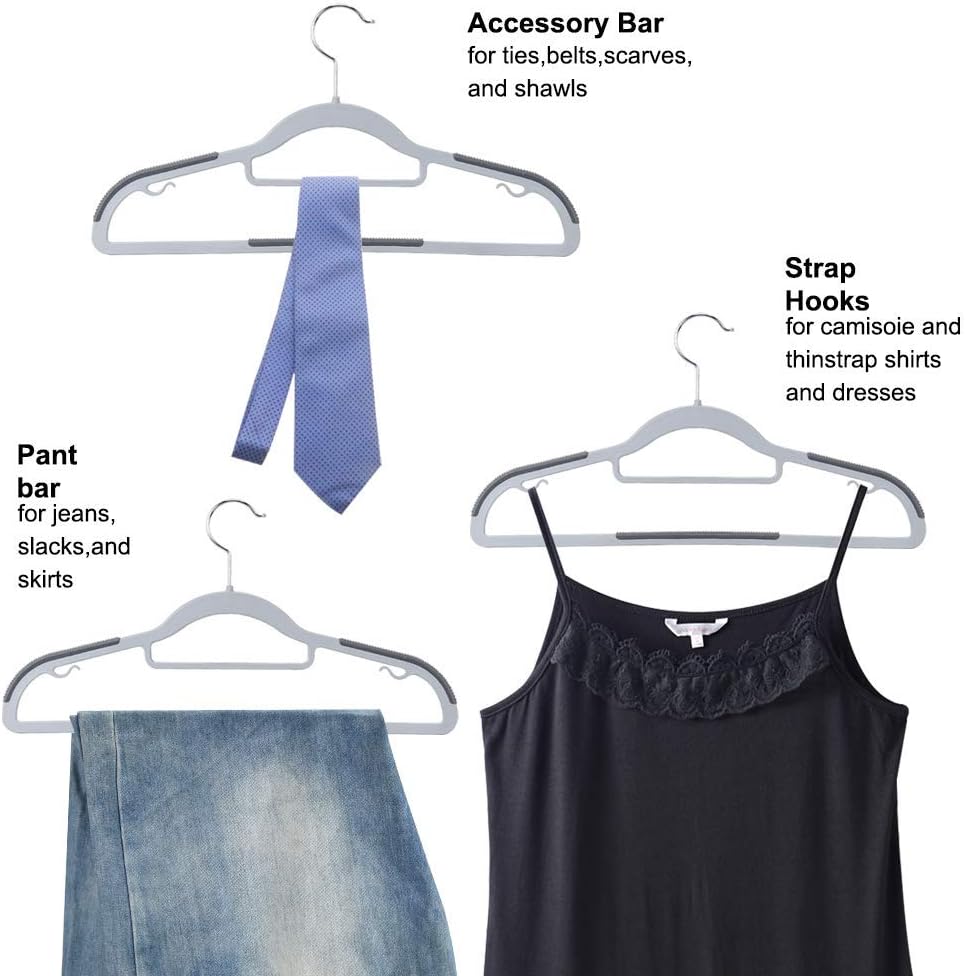 10 Piece Set Of Heavy-Duty Dry And Wet Hangers With Anti Slip Pads Saving Space With a 0.2-Inch Thick Ultra Light Organizer