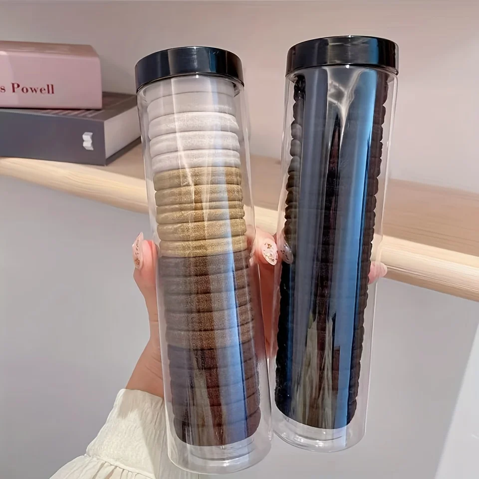 Anel de cabelo elástico alto, 20 peças/lata, estilo francês, gravata, corda de cabelo espessada, básica, simples, corda de cabeça para mulheres, meninas, opção iddal