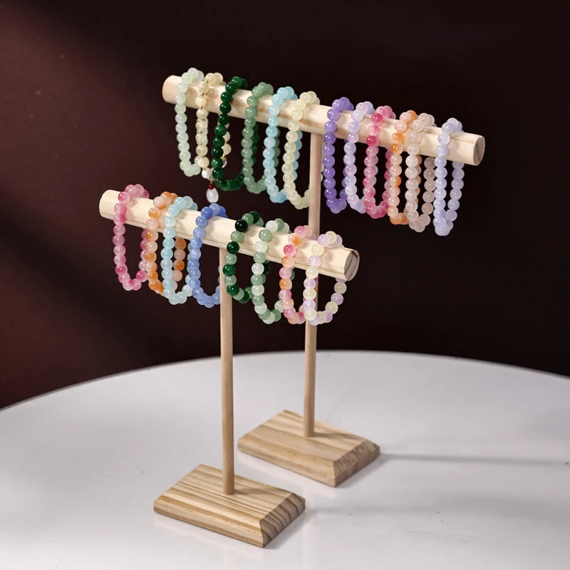 Adereços de jóias de madeira maciça expositor pulseira colar faixa de cabelo jóias armazenamento rack de exibição com base de madeira fornecimento