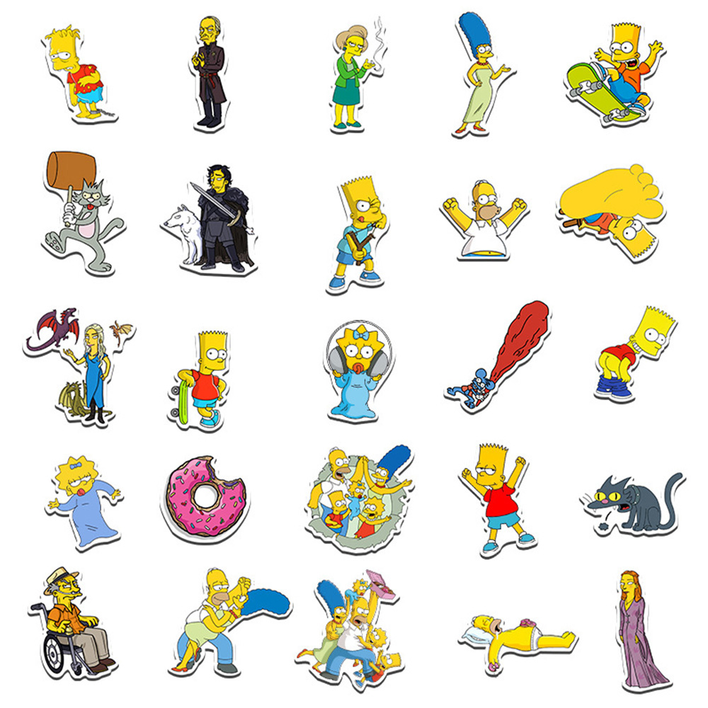 10/30/50 pçs legal os simpsons dos desenhos animados adesivos comédia família anime adesivo telefone bagagem portátil diversão graffiti decalques crianças brinquedos