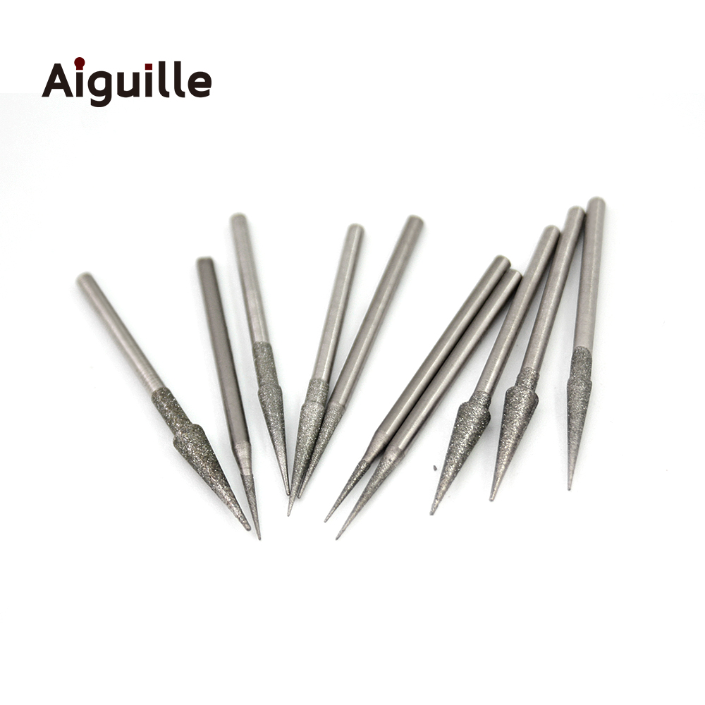 20pcs Shank 2.35mm 120# Diamond Grinding Burr 0.5-4mm Teeth Grinding Bits Small Drilling Bits Drills Tip for Diamond
