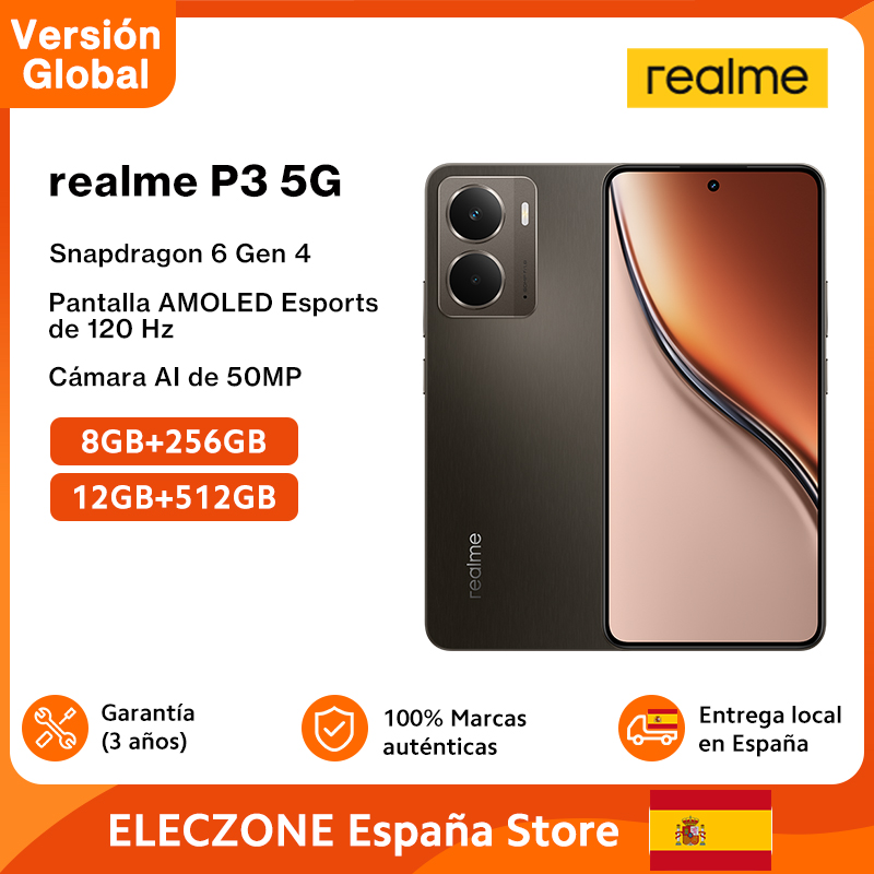 Globale Version realme P3 5G Smartphone Snapdragon 6 Gen 4 120Hz AMOLED Esports Display 50MP AI Kamera 45W Charge 5260mAh Akku IP69 Wasserdichtigkeit