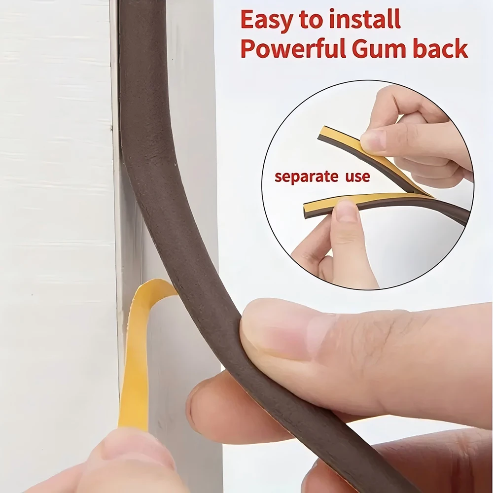 5 M/10 M DIEP รูปร่างหน้าต่างซีล Strip 4 สี Self-กาวยาง WEATHER Stripping ประตู Windproof ฉนวนกันความร้อนเทป
