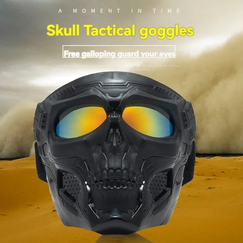 ใหม่Skullขี่แว่นตาหน้ากากมอเตอร์ไซด์Windproofขี่แว่นตาสกีแว่นตาRetroหน้ากากกระจกกลางแจ้งOff-Roadกระจก