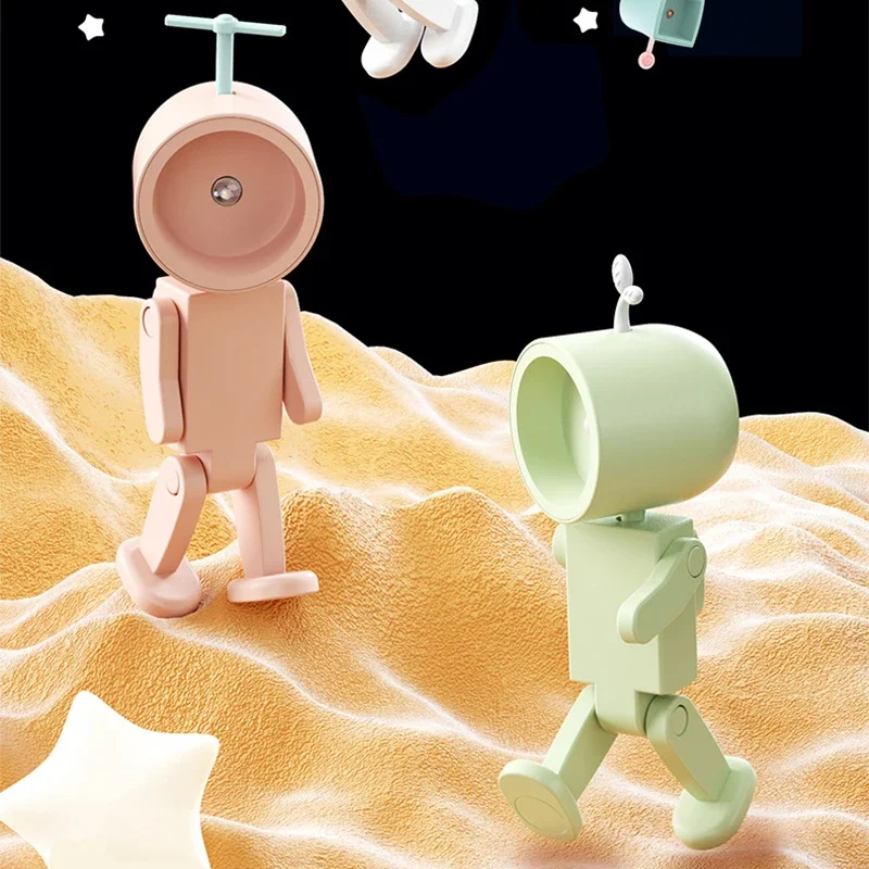 Kreative Astronaut Magnetische Nachtlicht LED Mini Quadratischen Roboter Mit Batterie Buch Lampe Desktop Nacht Holz Dekor Umgebungs Licht