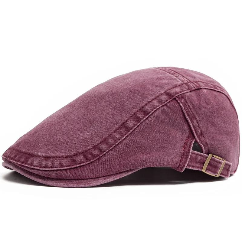 Venda quente vintage pintor boina unisex moda plana viseira boné casual outono retro algodão sólido jornaleiro chapéu verão ajustável