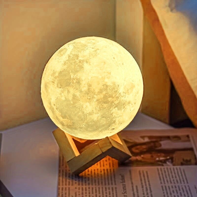 8 cm DIY Planet Lampe Mond Galaxie Nachtlicht Kunst Malerei Graffiti Geburtstags geschenk Schlafzimmer Wohnzimmer Dekoration (mit Ständer)