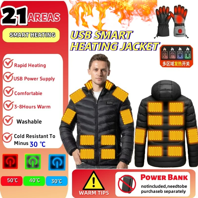 9/17 Gebieden Verwarmde Jas USB Mannen Vrouwen Winter Elektrische Verwarming Jassen Warm Werk Thermische Jas Kleding Verwarmbare Bovenkleding Vest