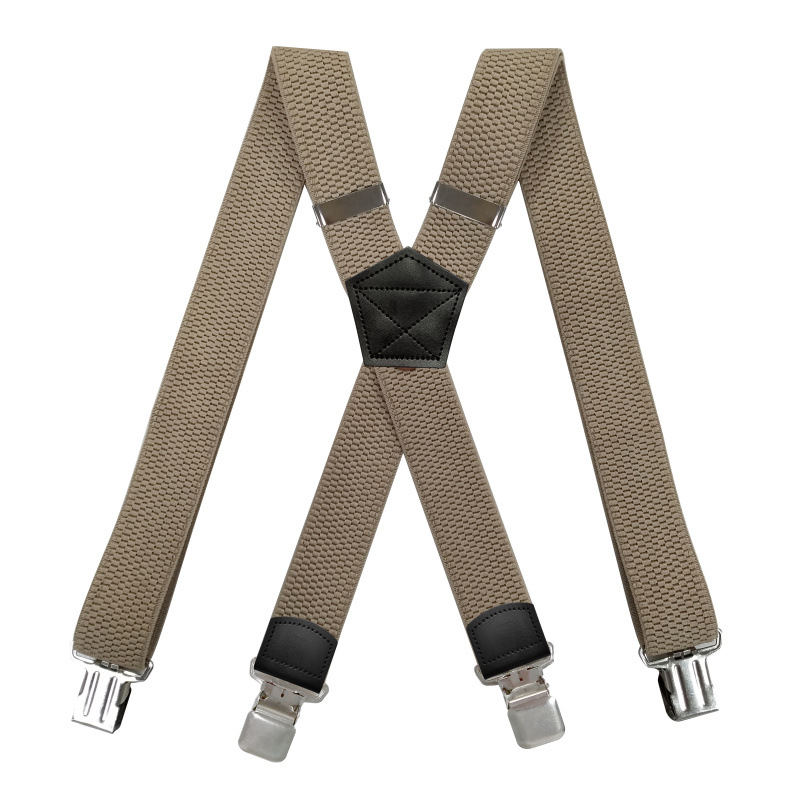 Heavy Duty Suspenders for Men Work Outdoor 3.8cm X-Back 4 Strong Clips Adjustable Elastic Trouser Braces Strap Belt
