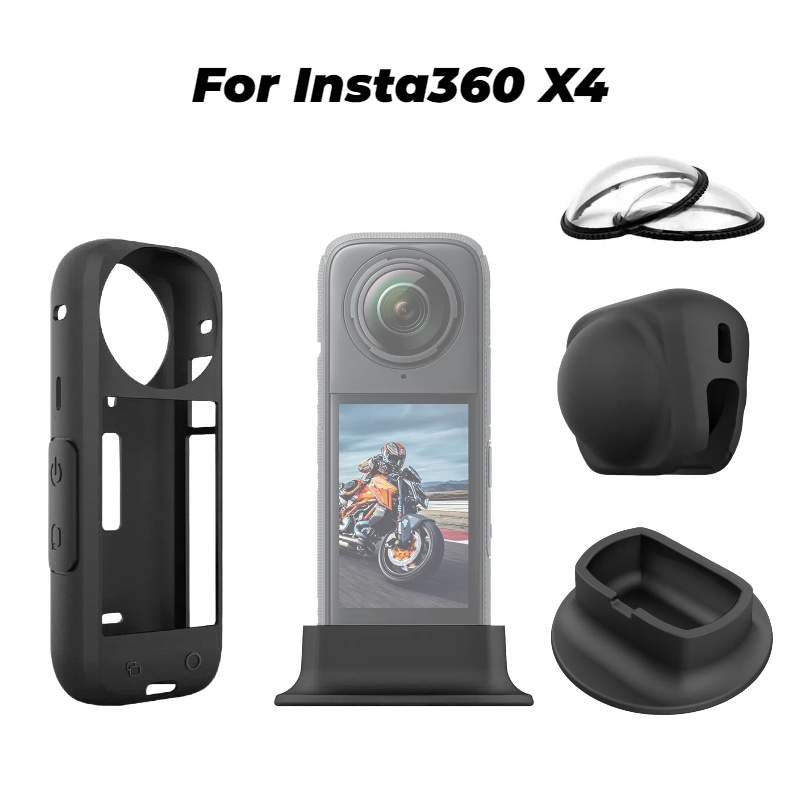 Silicone Desktop Base For Insta360 X4 Stand Base Holder Body Cover Protective Lens For Insta 360 X4 Action Camera Accessories