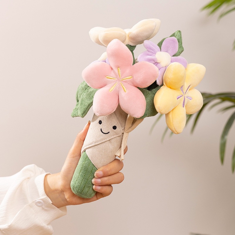 Trzymając bukiet pluszowa zabawka, symulowana kwiat tulipana lalka Kawaii, pluszowa zabawka, bożonarodzeniowa prezent z okazji ukończenia szkoły dla dziewczynek 28CM