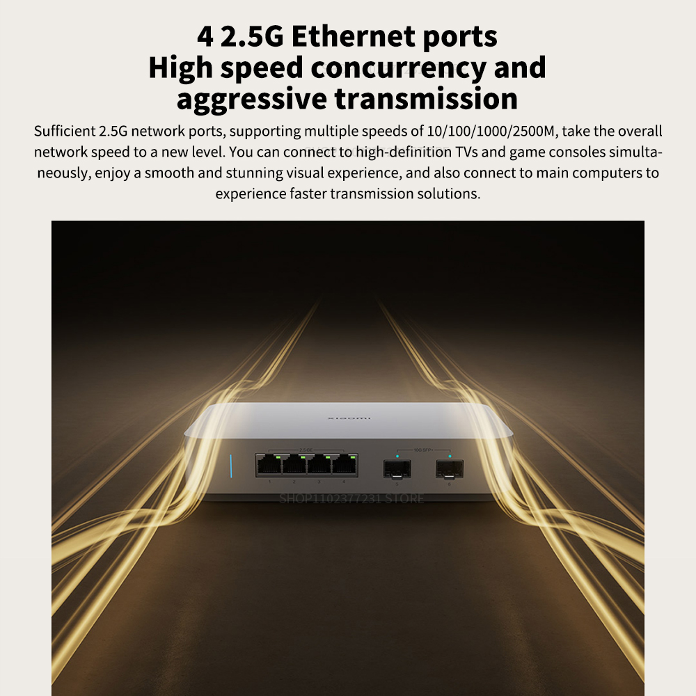 Nuevo interruptor Ethernet Xiaomi Mi 10G 4 × 2,5G + 2 × 10GMbps Mini interruptores de red divisor Ethernet VLAN enrutador Lan interruptor Hub de 6 puertos