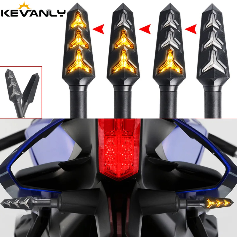 2 pçs moto led luz de sinal volta da motocicleta fluindo luzes indicadoras de espinha de peixe luzes diurnas 12v