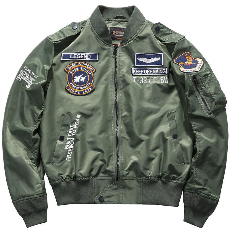 Chaqueta Bomber de EE. UU. Para hombre, uniforme de béisbol, Air Force One, puente de aviación del ejército, ropa de trabajo, Jersey de béisbol, abrigo bordado