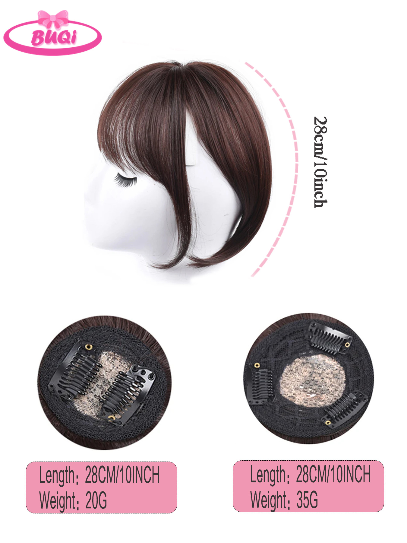 Buqi-人工毛エクステンション,偽のフリンジ,自然な偽のフリンジ,目に見えないクリトリス効果