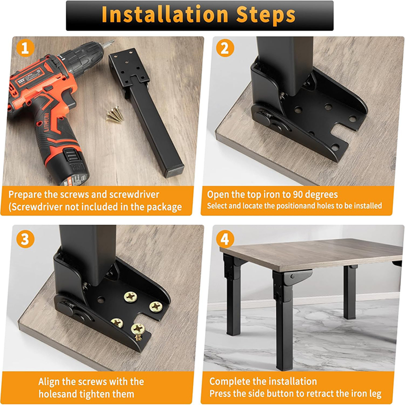 1 個のメタル 90 °   折りたたみサポート脚ベッド脚コーヒーテーブル脚ソファ脚目に見えないベッド脚足ホームテーブル脚アクセサリー