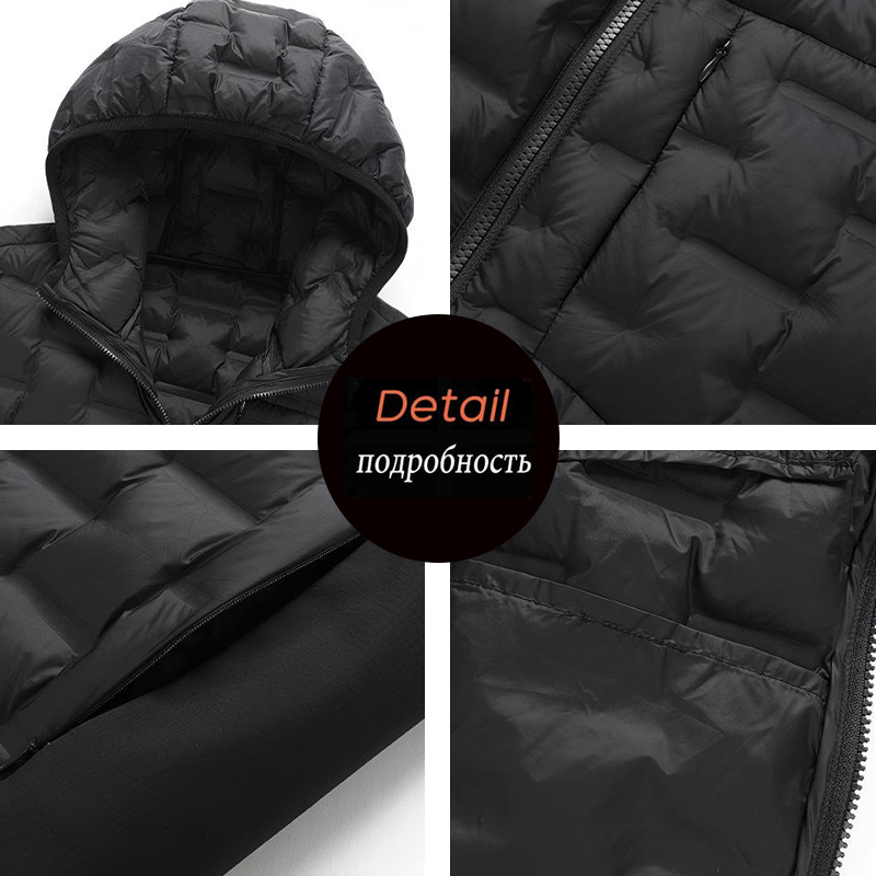 Winter Männer Weiße Ente Unten Jacke Mantel Männer Wasserdicht Winddicht Warme Kapuze Jacke Männlichen Multi Tasche Ultraleicht Windjacke