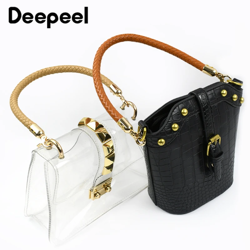 30/40/60mm Fashion PU Leather Woven Handbag Handles Metal Buckle for Women Bag Purse Replace Shoulder Strap Handle Accessories