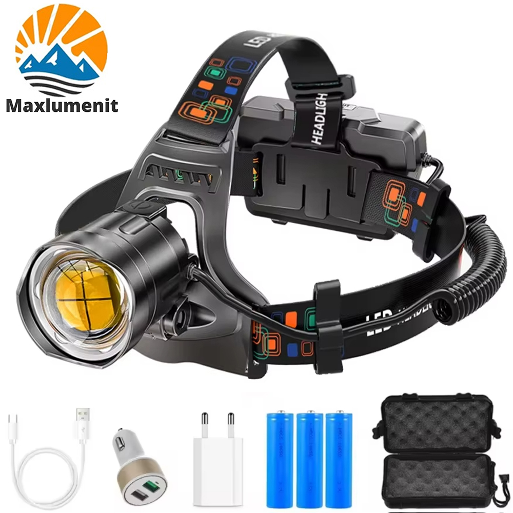 Puissant XHP100 Led phare Zoomable USB Rechargeable haute puissance phare étanche sortie 18650 Super lumineux tête torche